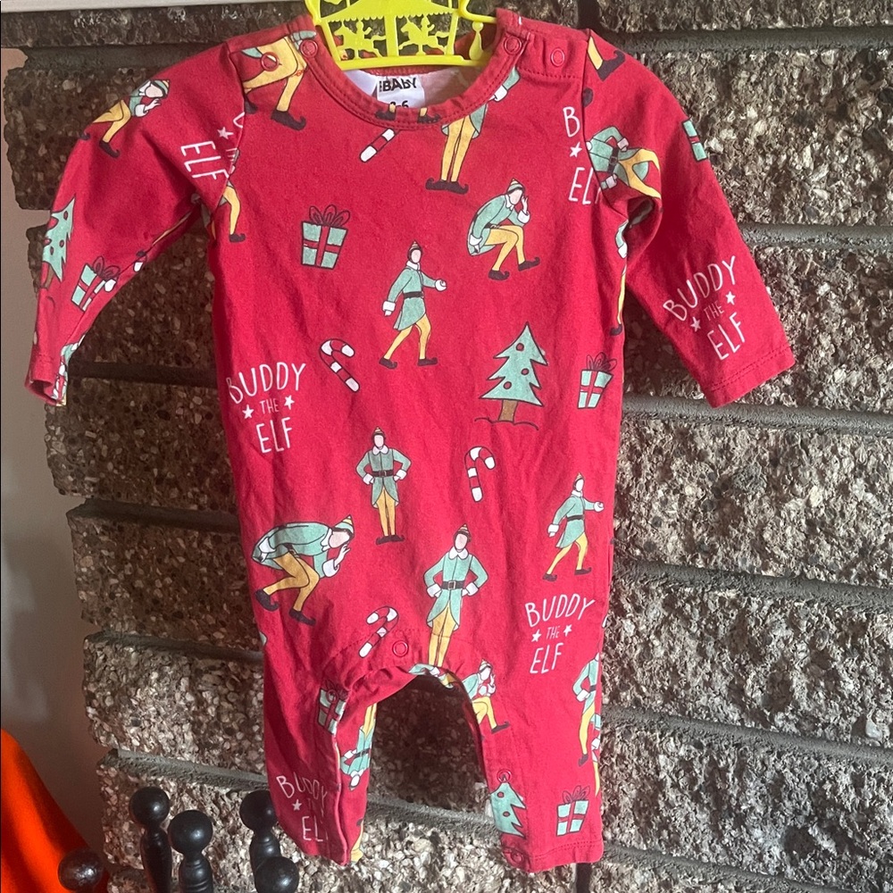 🌈 Cotton On Buddy The Elf Christmas Holiday Romper Elf Sz 3/6M Santa